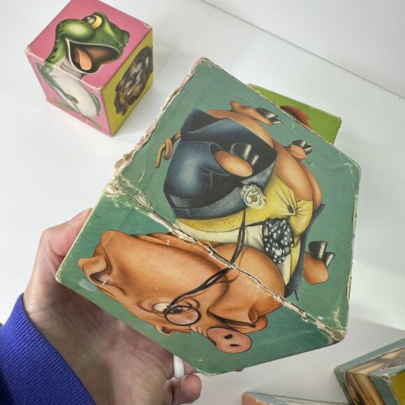 Vtg 1962 Lakeside Toys Large Barnyard Animal Puzzle Blocks Lil BooBoos Mix Match - Picture 12 of 13